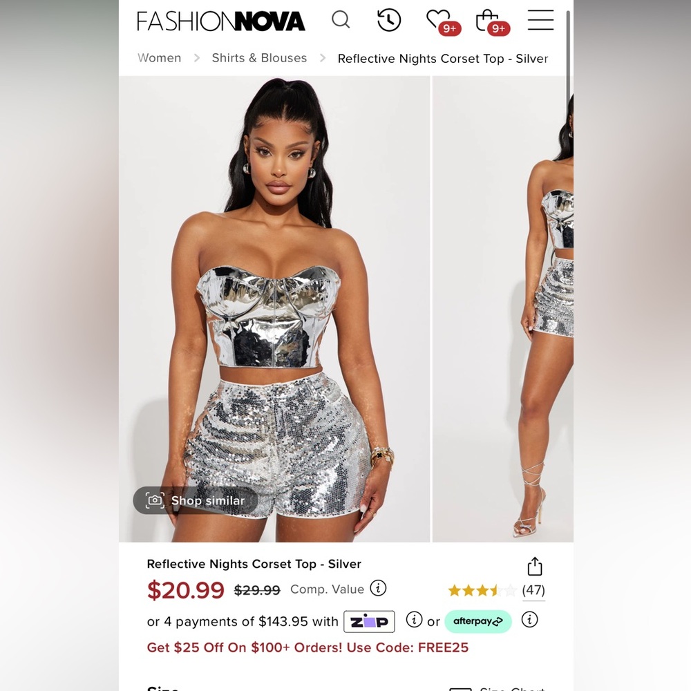 Reflective Nights Corset Top - Silver